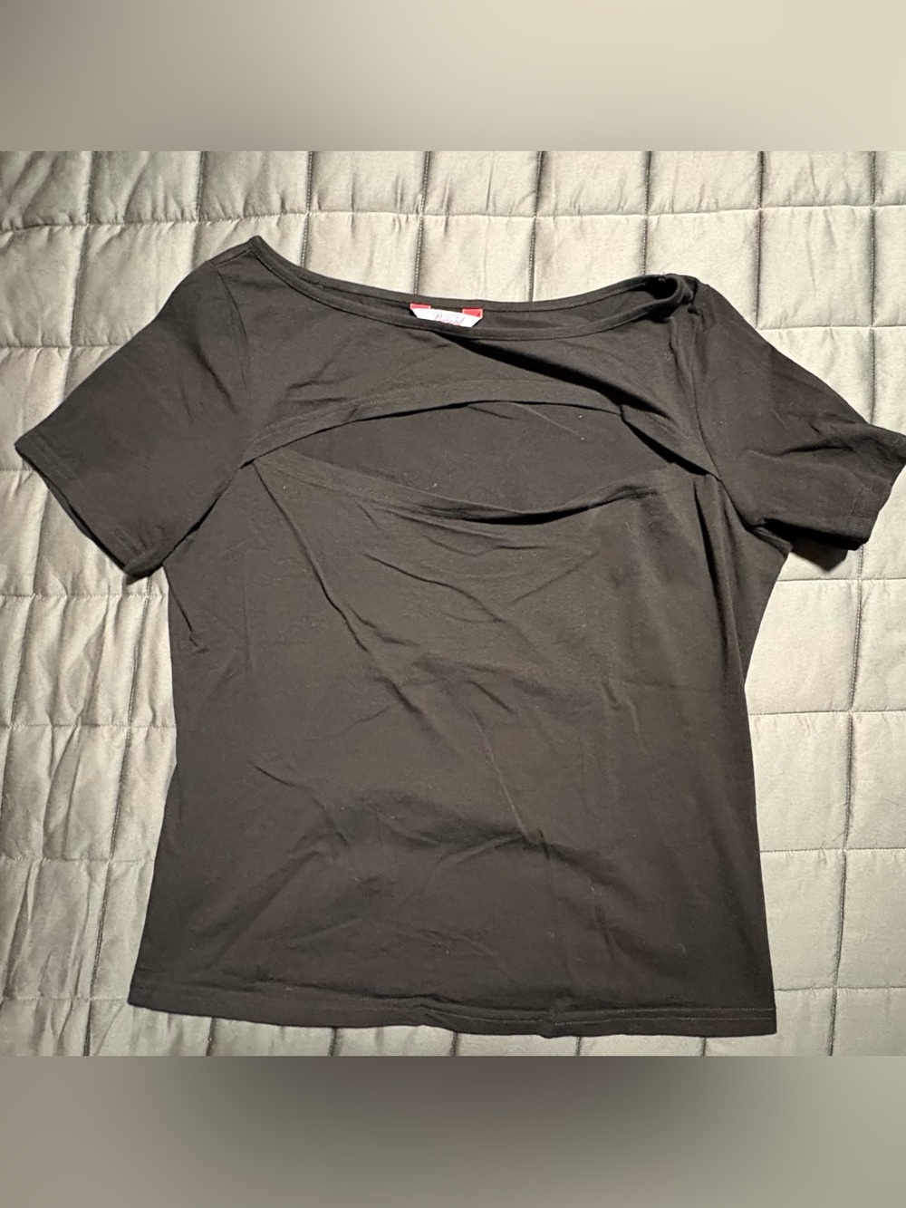 Black Short-Sleeve Twist-Front Tee - Women